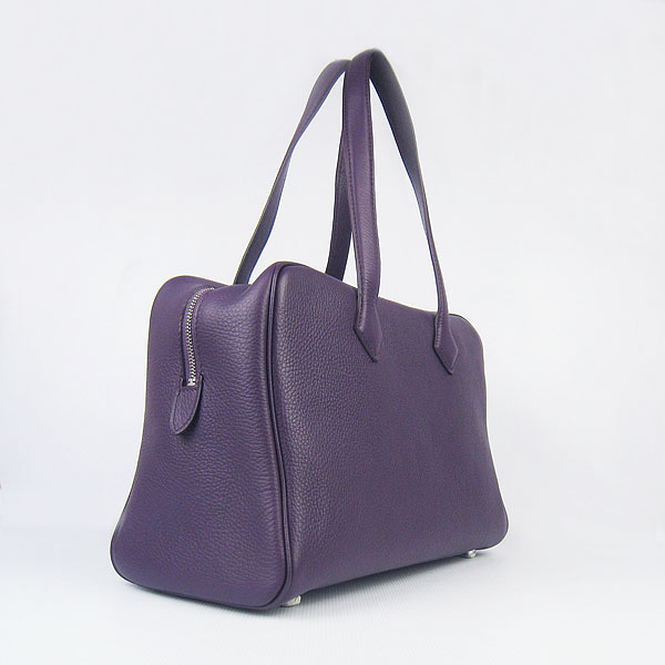 Best Replica Hermes Victoria Cowskin Leather Bag Purple H2802 - Click Image to Close